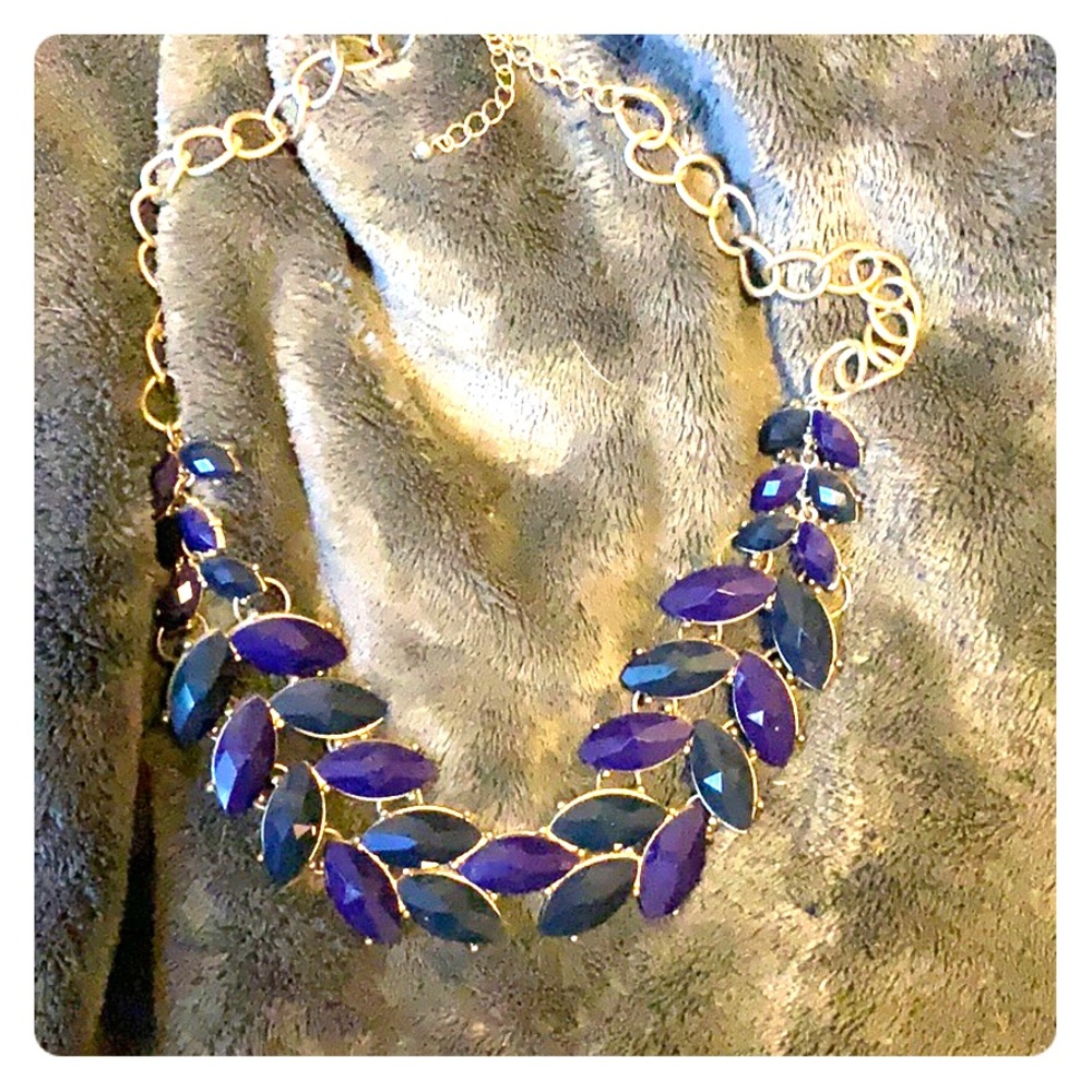 Navy blue and Royal blue statement necklace